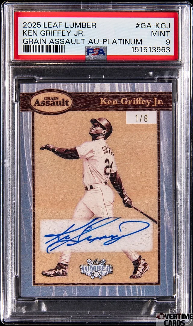 2025 Leaf Ken Griffey Jr. Lumber Grain Assault Autograph Platinum #GA-KGJ card image