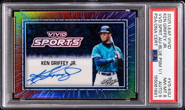 2025 Leaf Ken Griffey Jr. Vivid Sports Autographs Blue Prism #VS-KGJ card image