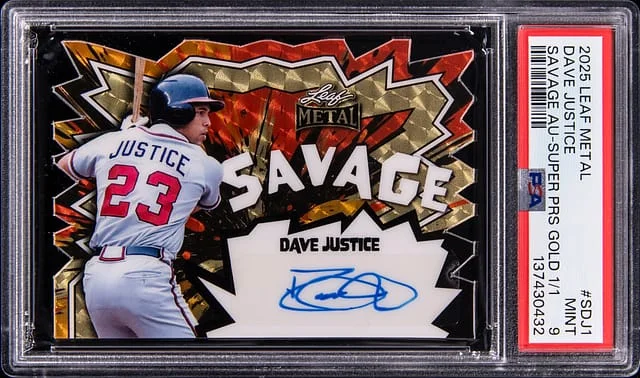 2025 Leaf Metal David Justice Savage Autographs Super Prismatic Gold #S-D31 card image