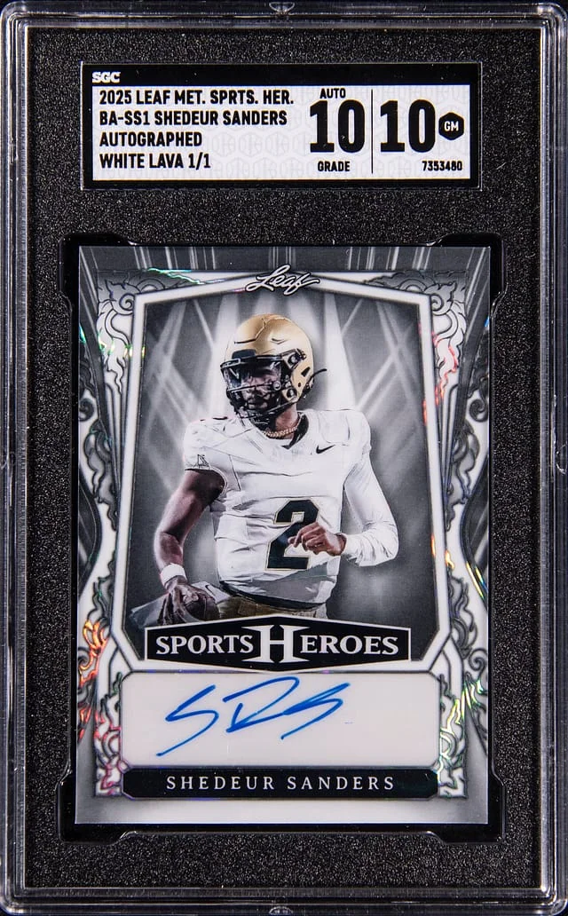2025 Leaf Metal Shedeur Sanders Sports Heroes Autographed White Lava #BA-SS1 card image