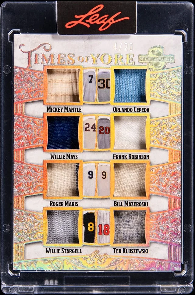 2025 Leaf Mickey Mantle/Willie Mays/Roger Maris/Willie Stargell/Orlando Cepeda/Frank Robinson/Bill Mazeroski/Ted Kluszewski Spectacular Times of Yore #TY-5 card image