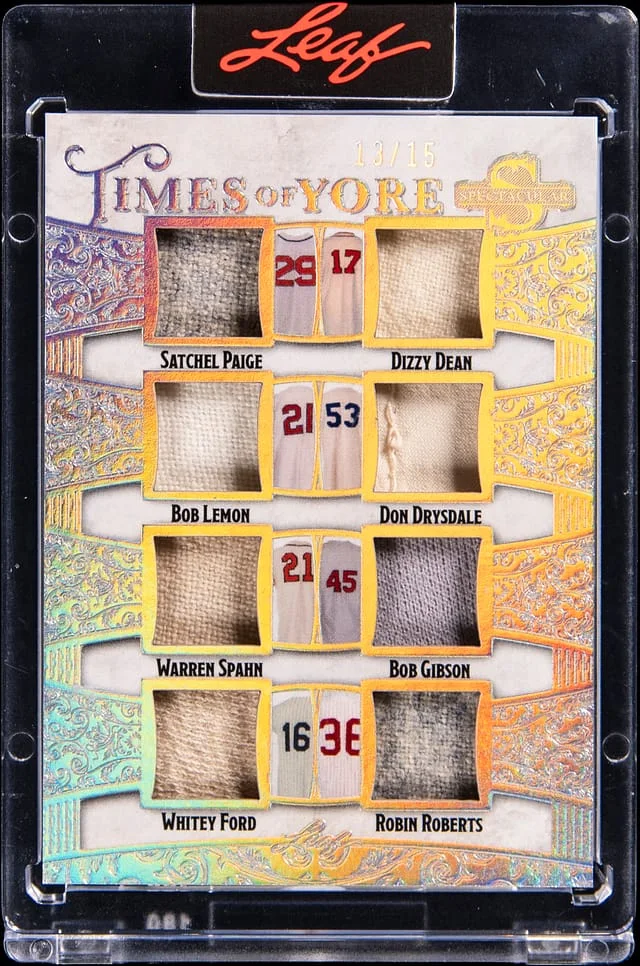 2025 Leaf Satchel Paige/Bob Lemon/Warren Spahn/Whitey Ford/Dizzy Dean/Don Drysdale/Bob Gibson/Robin Roberts Spectacular Times of Yore #TY-6 card image