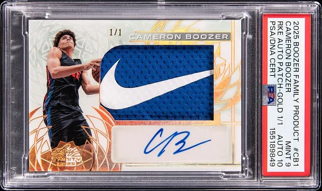 2025 Leaf Trinity Cameron Boozer Boozer Family Product Autograph Patch Gold #RA-CB1 card image