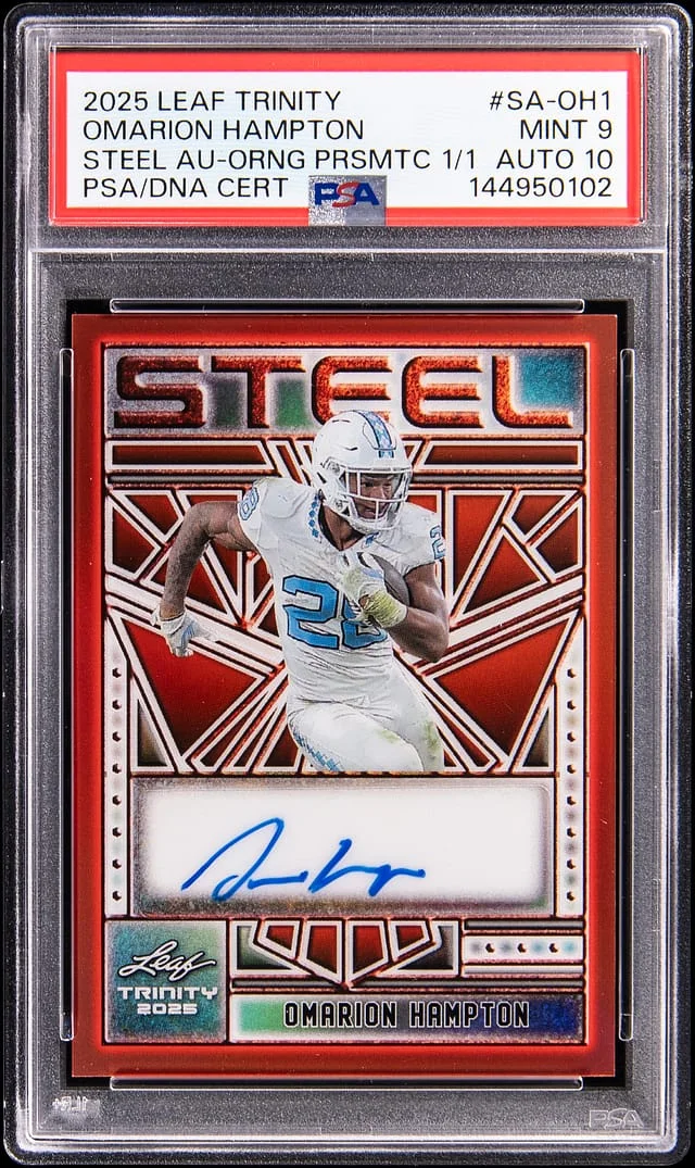 2025 Leaf Trinity Omarion Hampton Steel Autograph Orange Prismatic #SA-OH1 card image