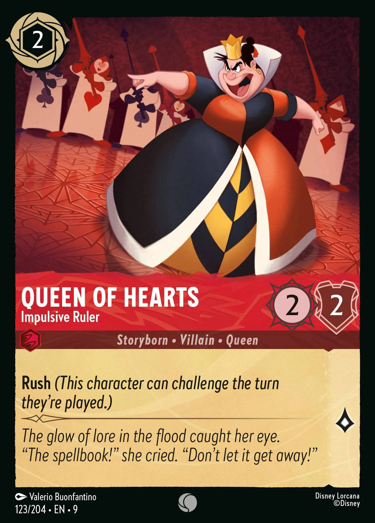 2025 Fabled Queen of Hearts - Impulsive Ruler #123 Common card image