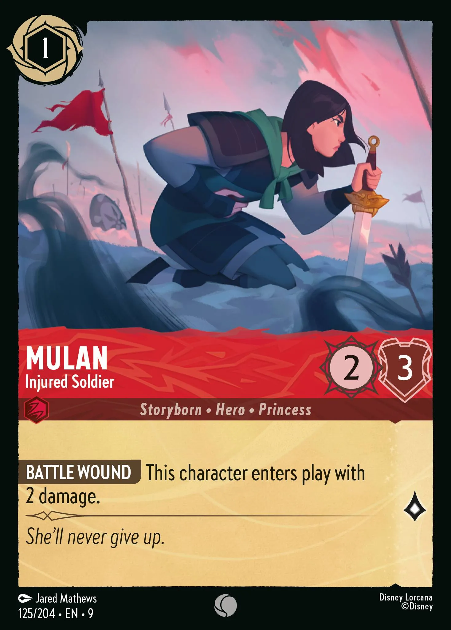 2025 Fabled Mulan - Injured Soldier #125 Common card image