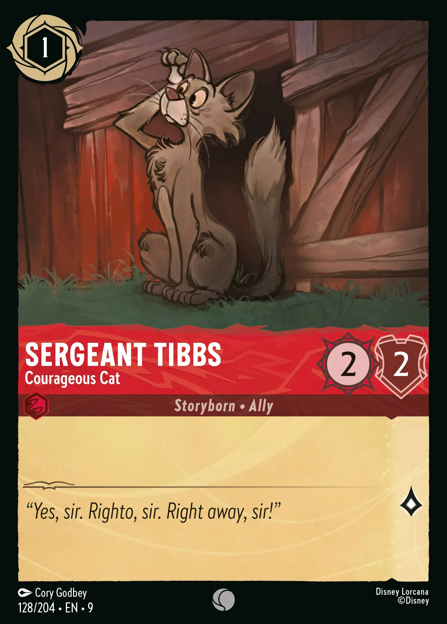 2025 Fabled Sergeant Tibbs - Courageous Cat Common #128 Common card image