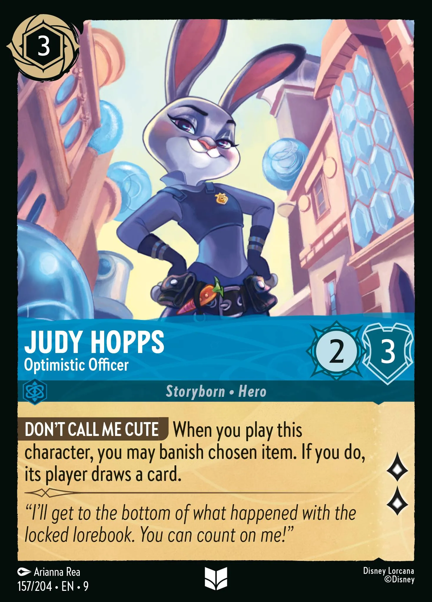 2025 Fabled Judy Hopps - Optimistic Officer #157 Uncommon card image