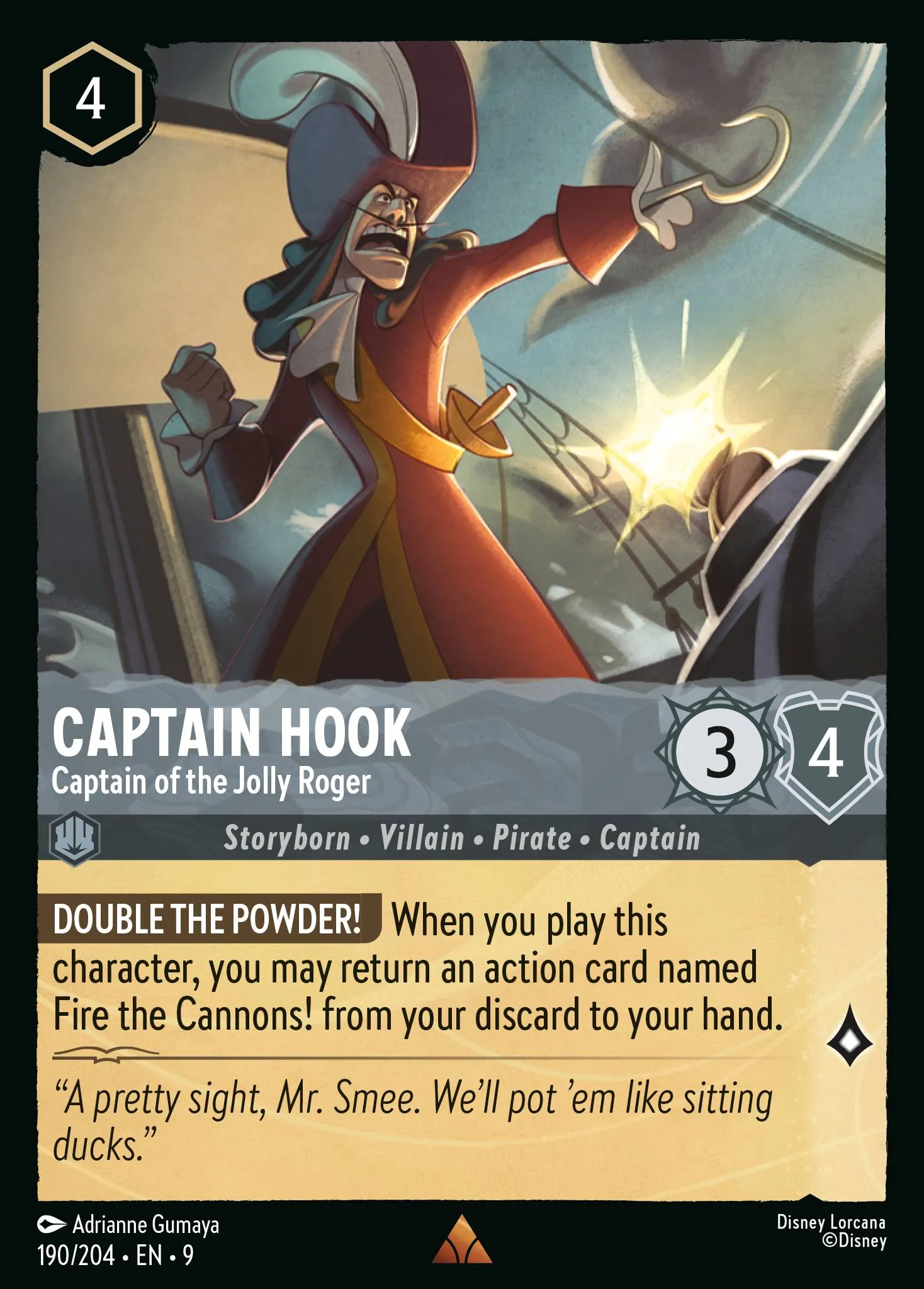 2025 Fabled Captain Hook - Captain of the Jolly Roger #190 Rare card image