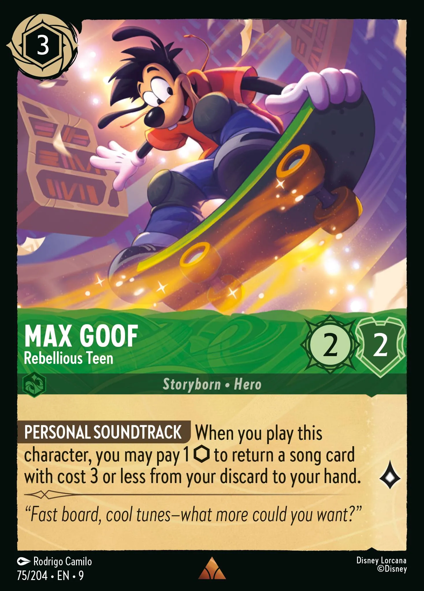 2025 Fabled Max Goof - Rebellious Teen #75 Rare card image
