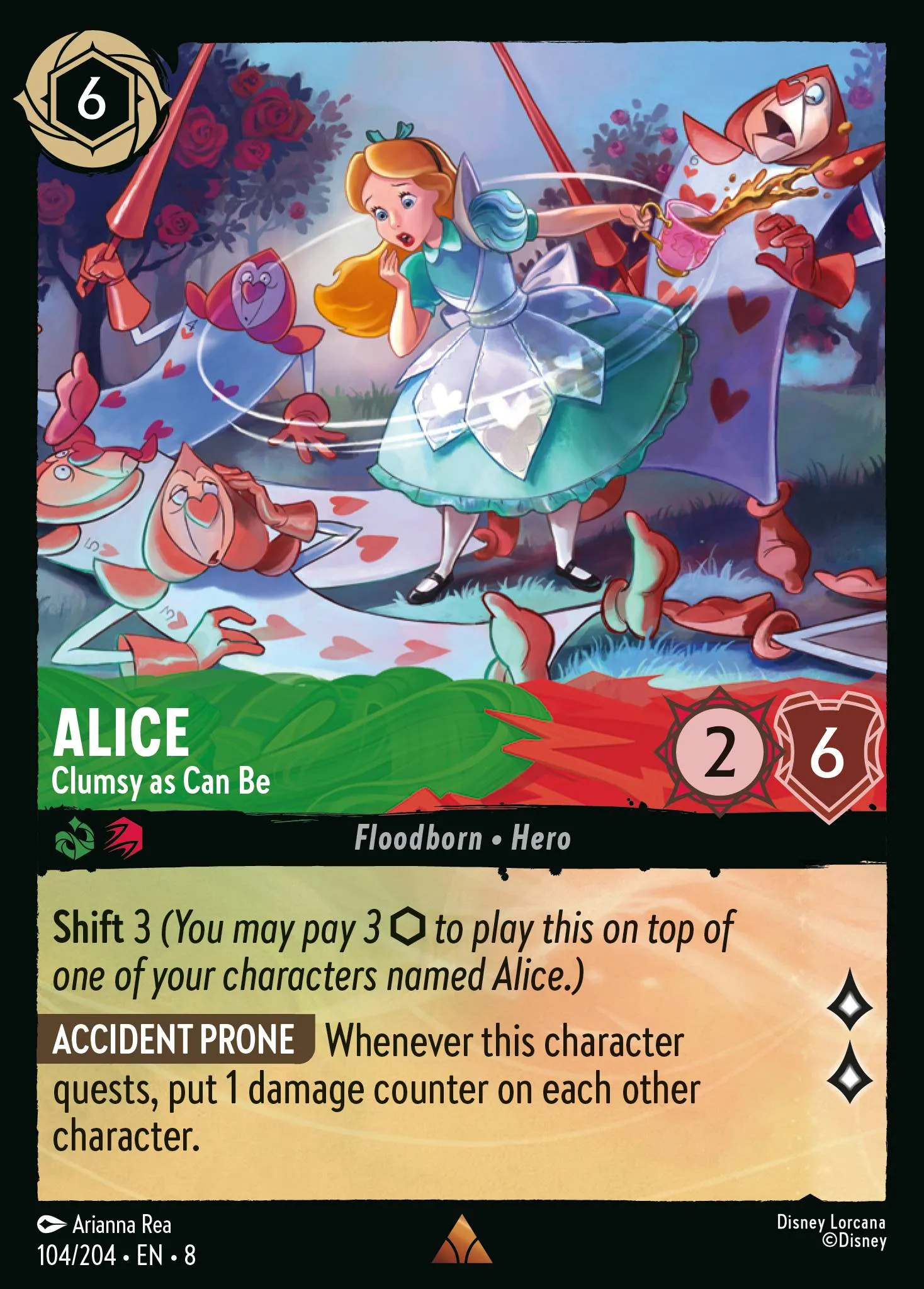 2025 Reign of Jafar Alice - Clumsy as Can Be #104 Rare card image