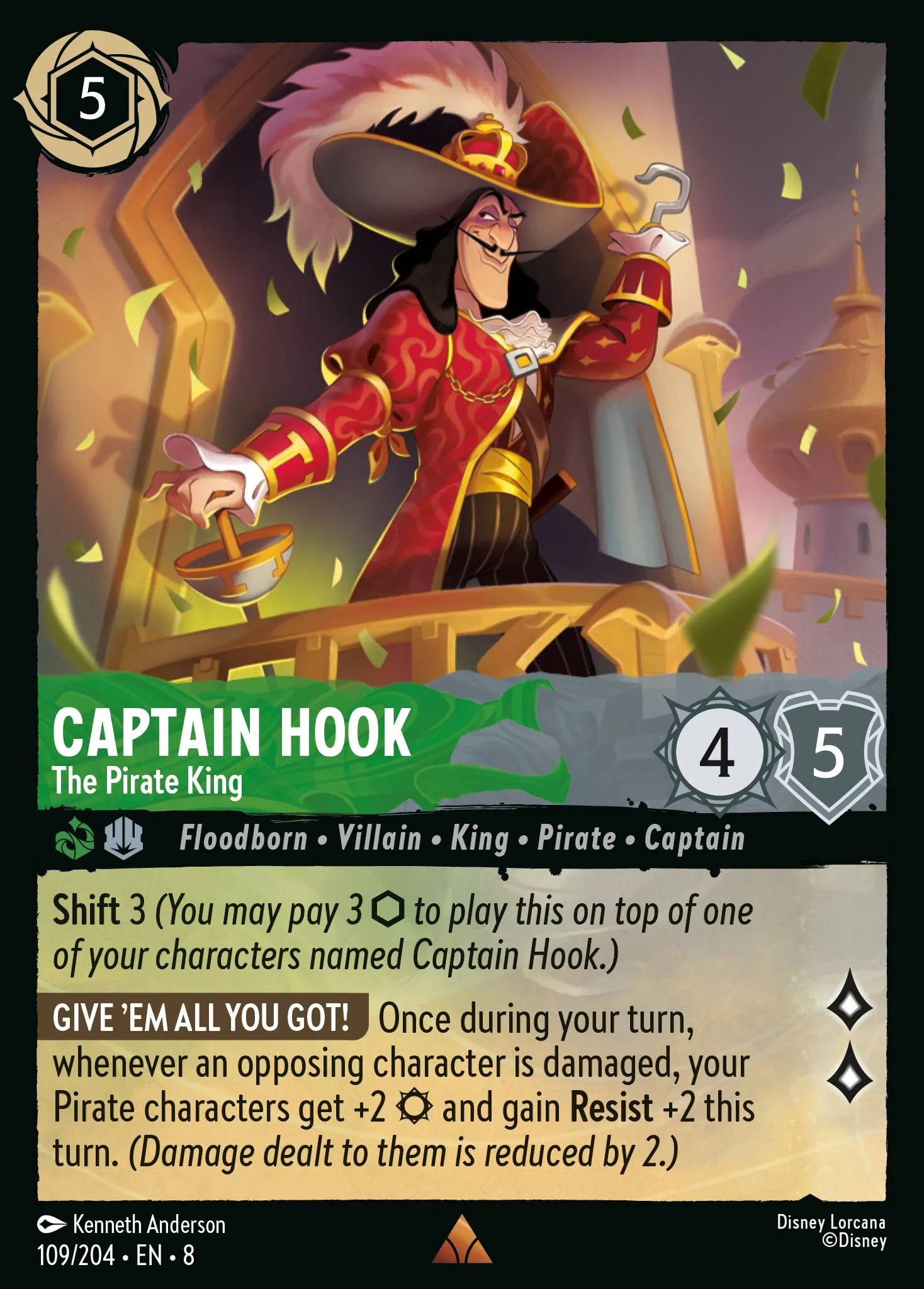 2025 Reign of Jafar Captain Hook - The Pirate King #109 Rare card image