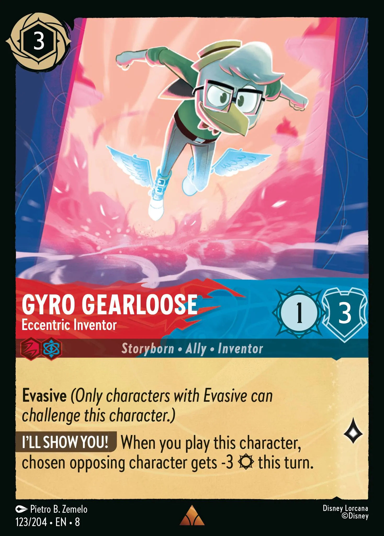 2025 Reign of Jafar Gyro Gearloose - Eccentric Inventor #123 Rare card image