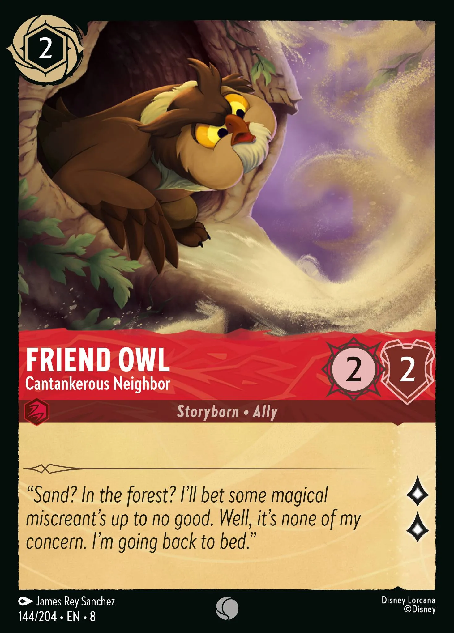 2025 Reign of Jafar Friend Owl - Cantankerous Neighbor #144 Common card image