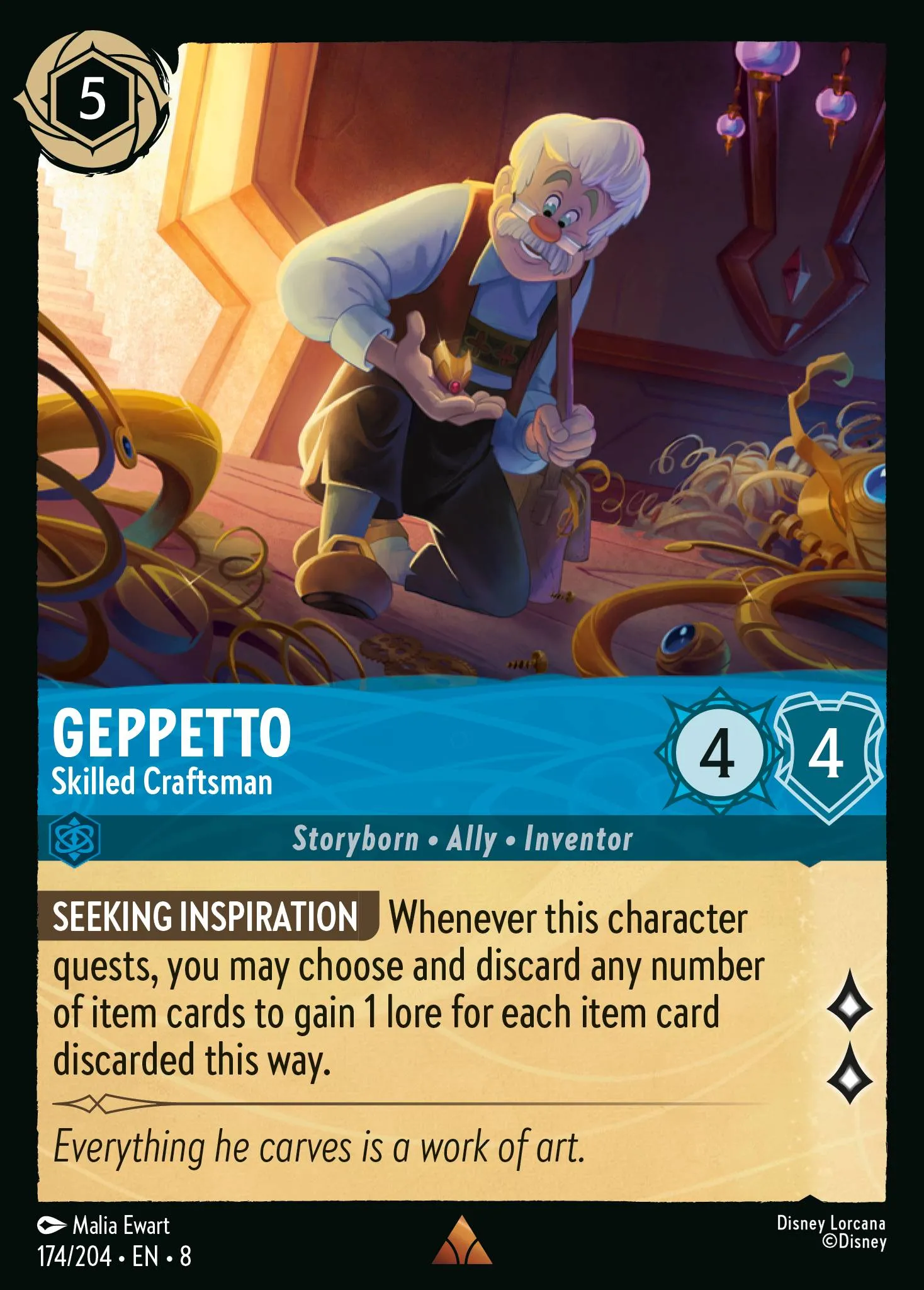 2025 Reign of Jafar Geppetto - Skilled Craftsman #174 Rare card image