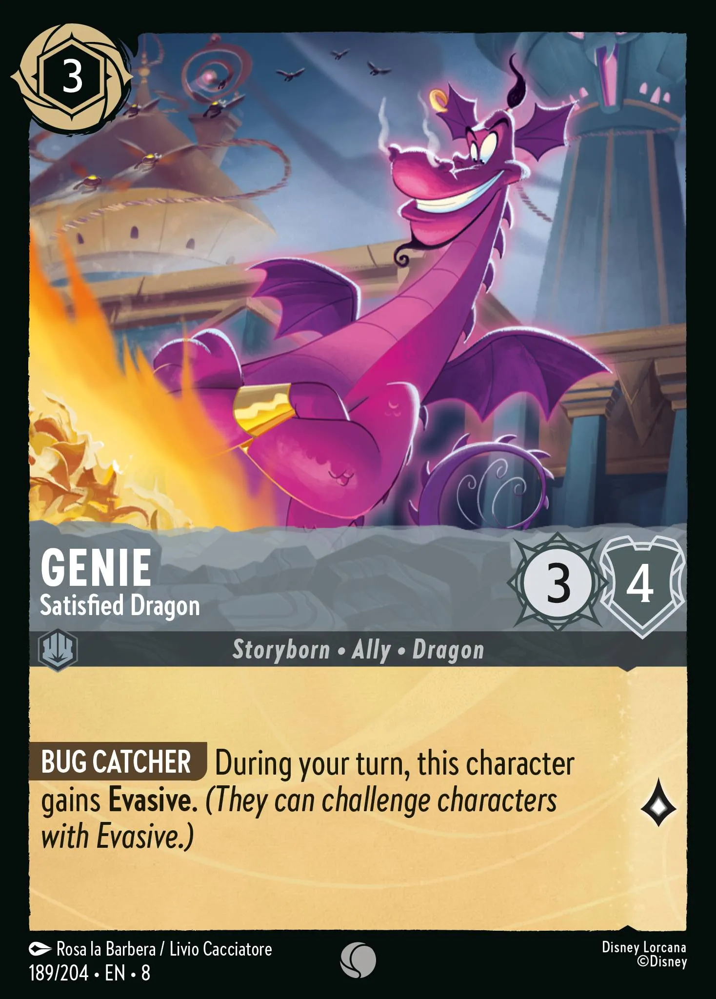 2025 Reign of Jafar Genie - Satisfied Dragon #189 Common card image