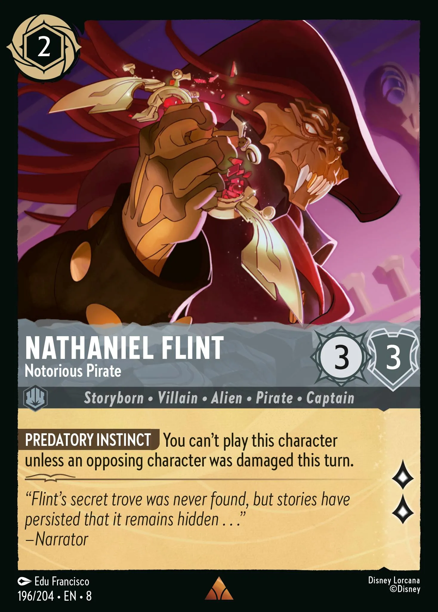 2025 Reign of Jafar Nathaniel Flint - Notorious Pirate #196 Rare card image