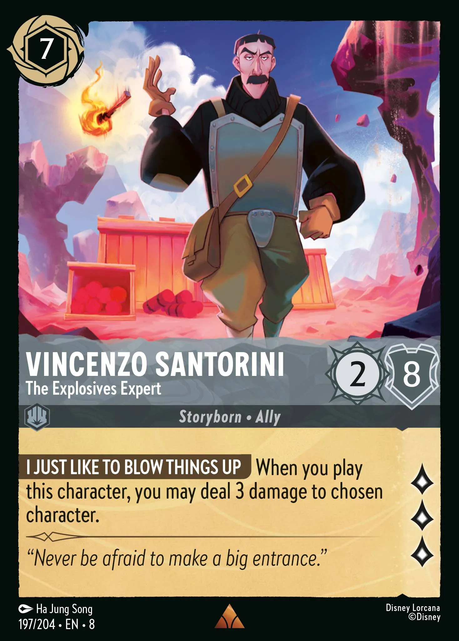 2025 Reign of Jafar Vincenzo Santorini - The Explosives Expert #197 Rare card image