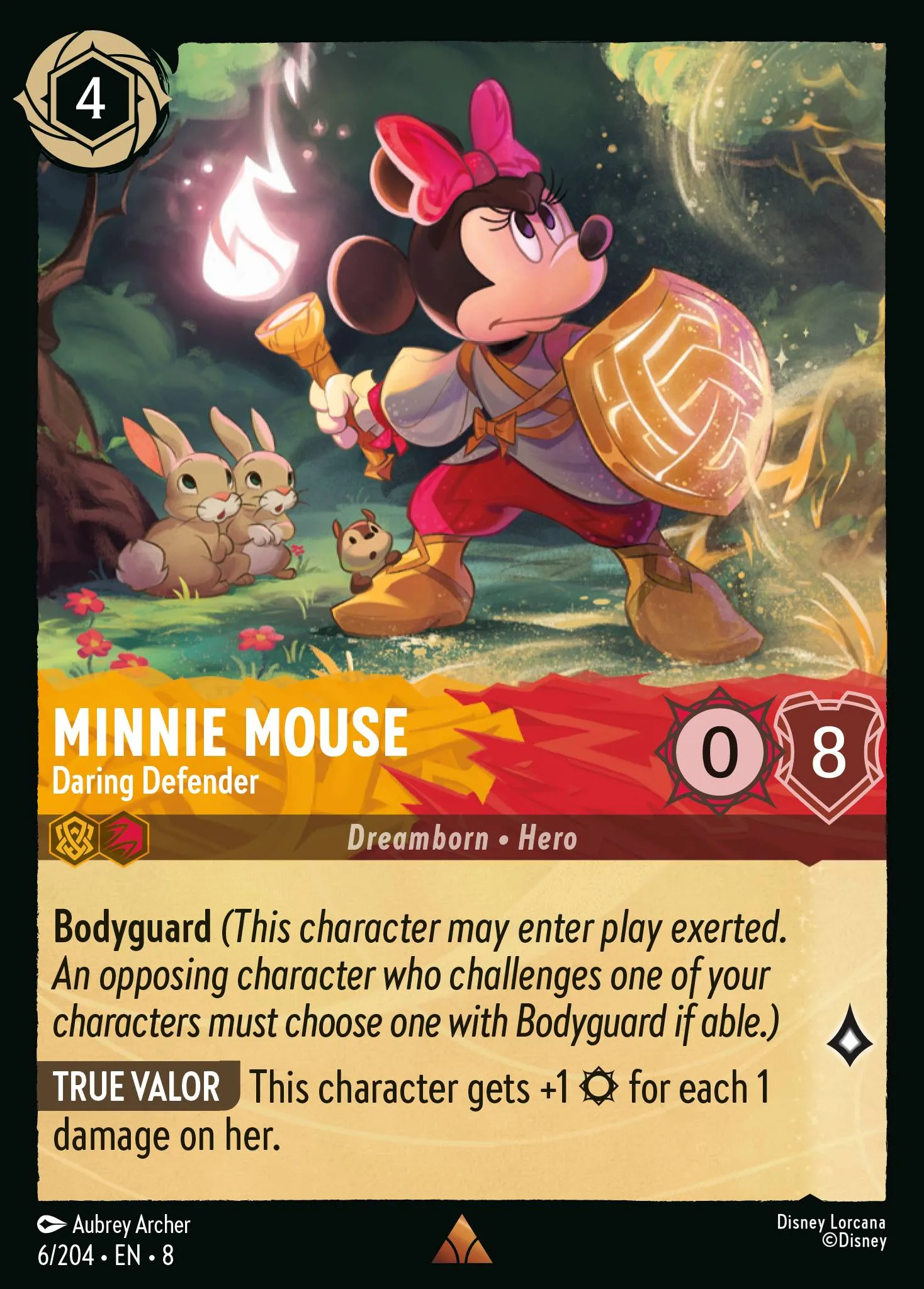 2025 Reign of Jafar Minnie Mouse - Daring Defender #6 Rare card image