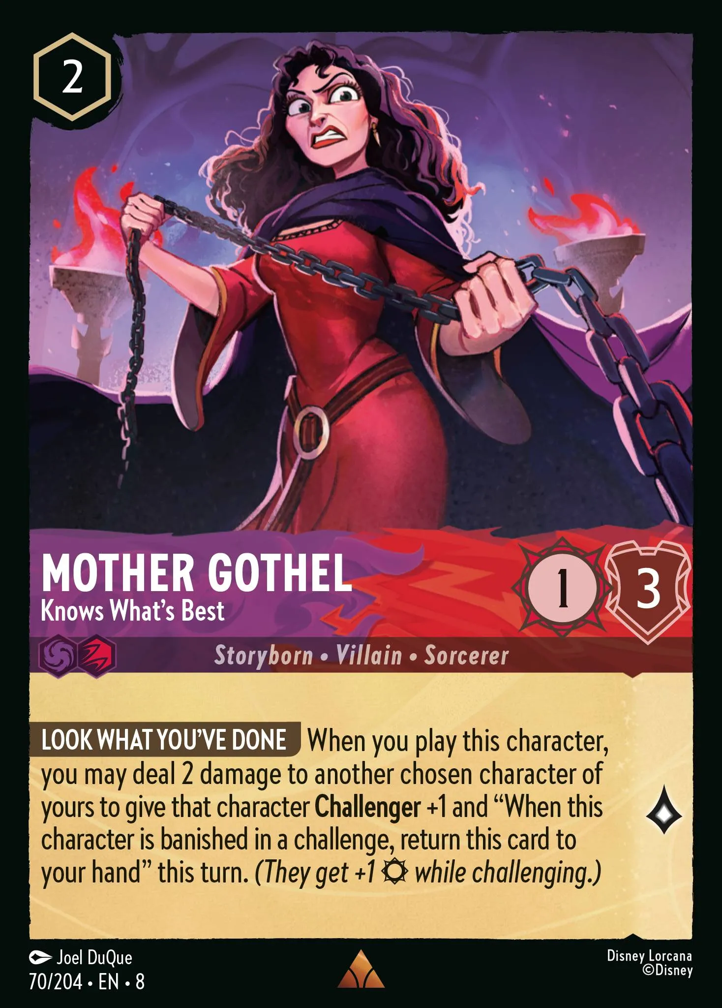 2025 Reign of Jafar Mother Gothel - Knows What's Best #70 Rare card image