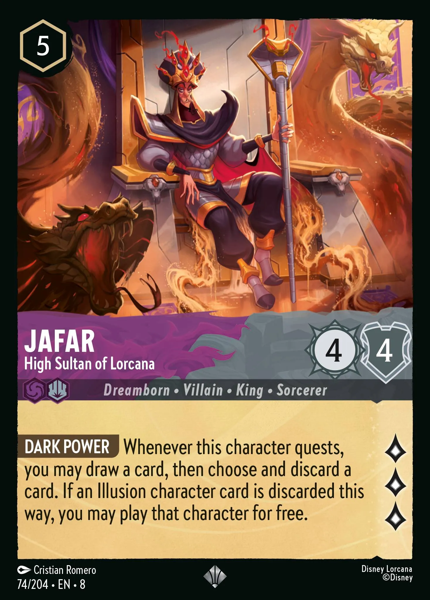 2025 Reign of Jafar Jafar - High Sultan of Lorcana #74 Super Rare card image