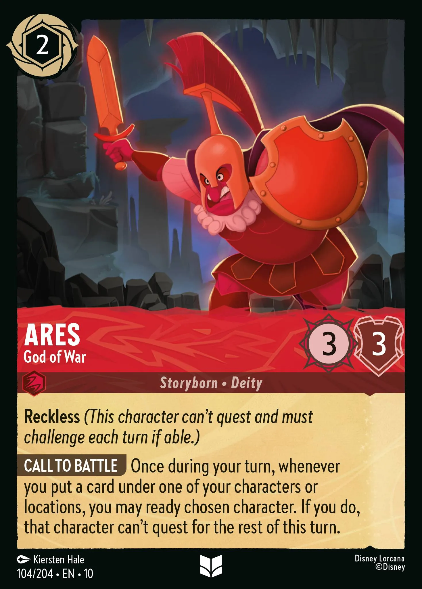 2025 Whispers in the Well Ares - God of War #104 Uncommon card image