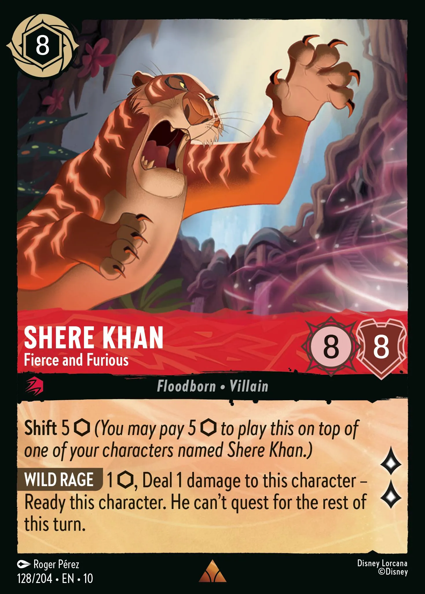 2025 Whispers in the Well Shere Khan - Fierce and Furious #128 Rare card image