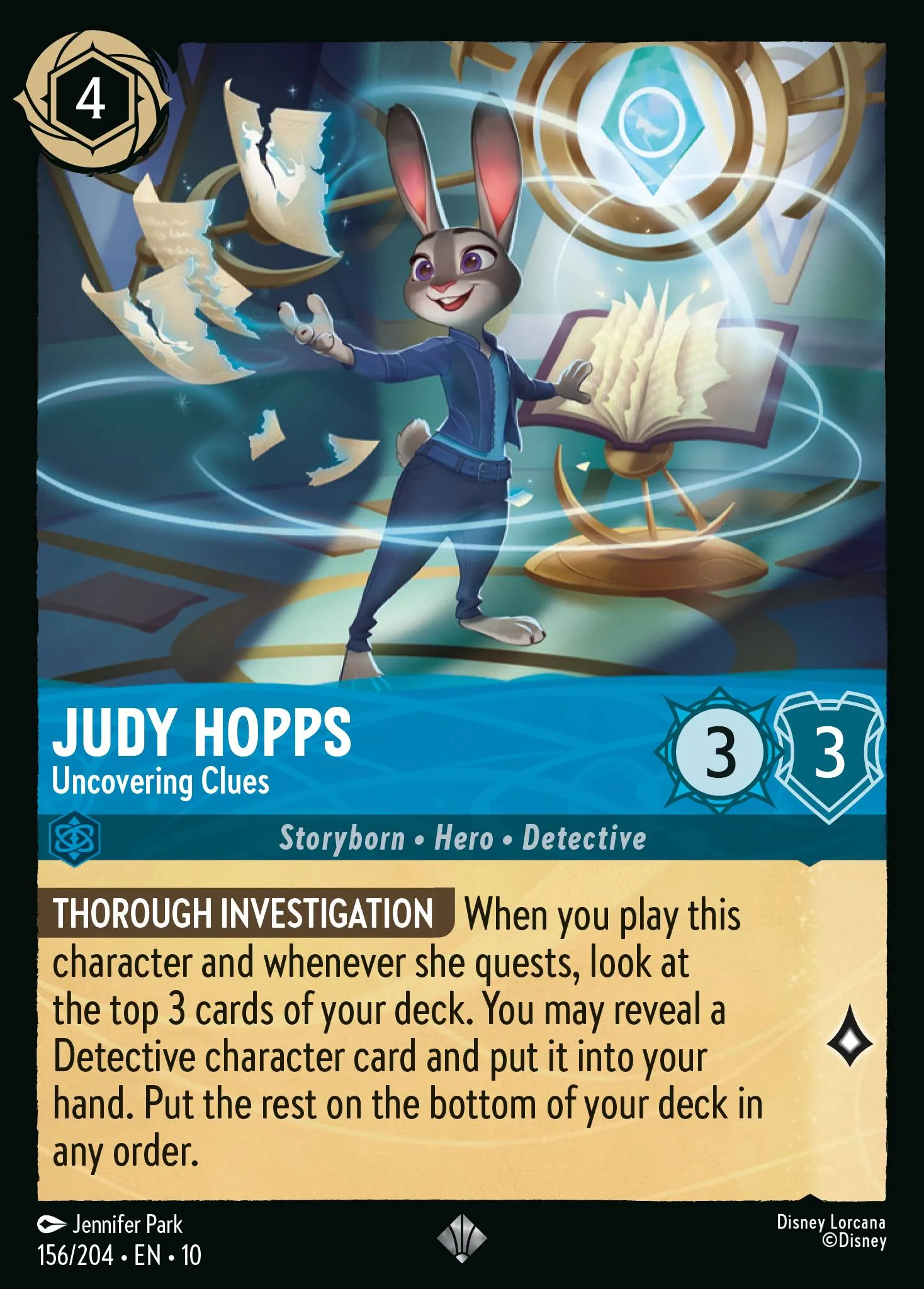 2025 Whispers in the Well Judy Hopps - Uncovering Clues #156 Super Rare card image