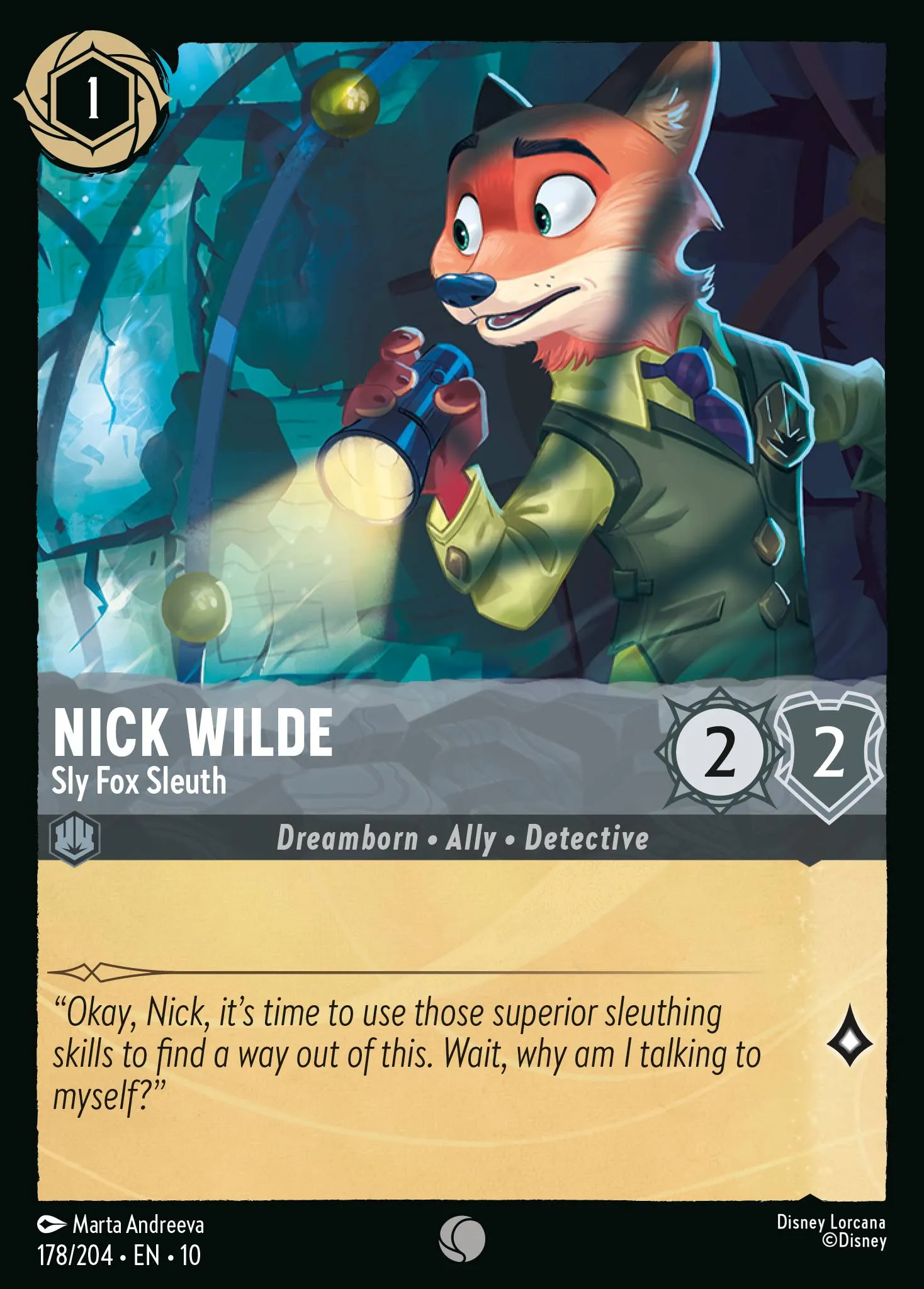 2025 Whispers in the Well Nick Wilde - Sly Fox Sleuth #178 Common card image