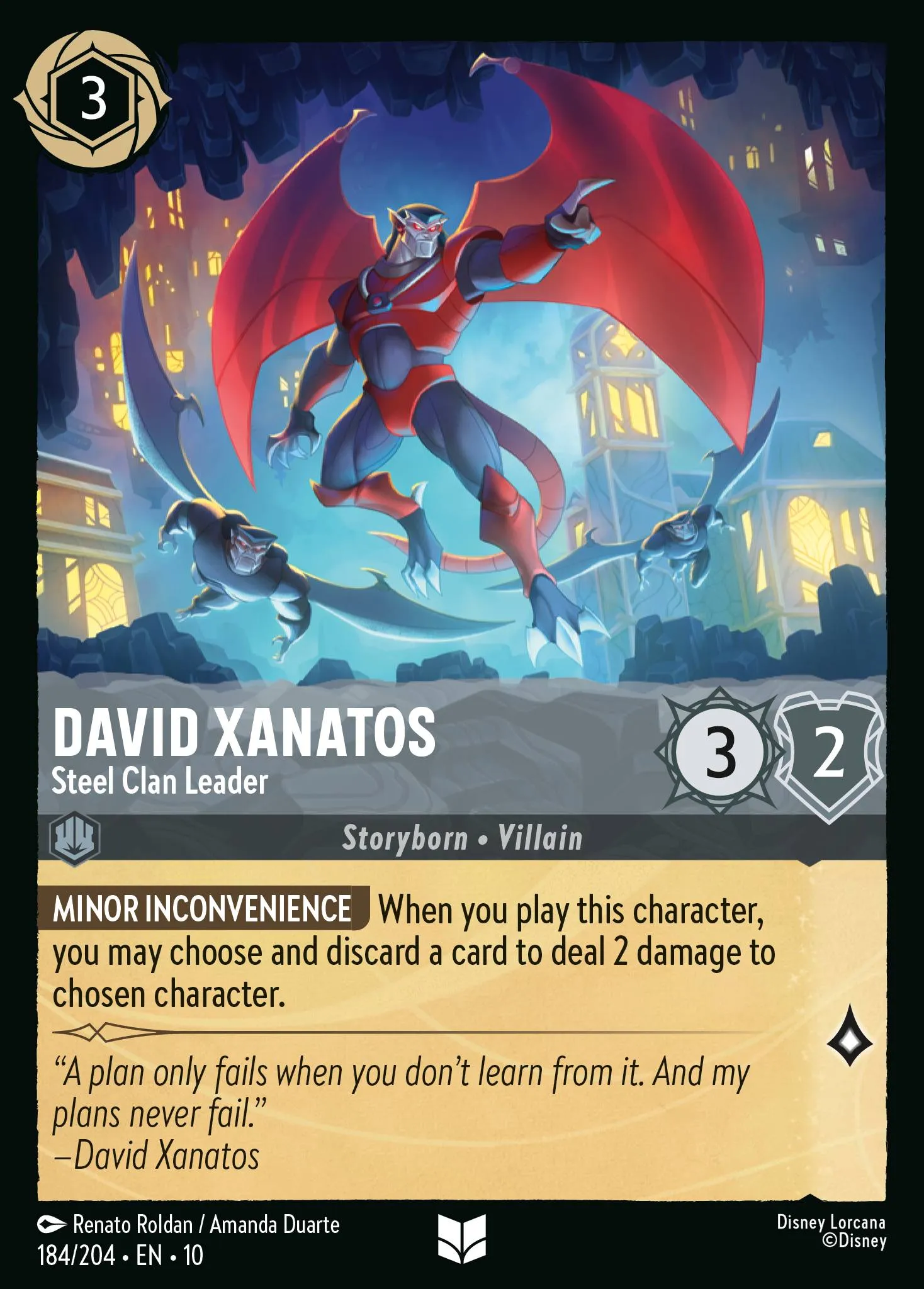 2025 Whispers in the Well David Xanatos - Steel Clan Leader #184 Uncommon card image