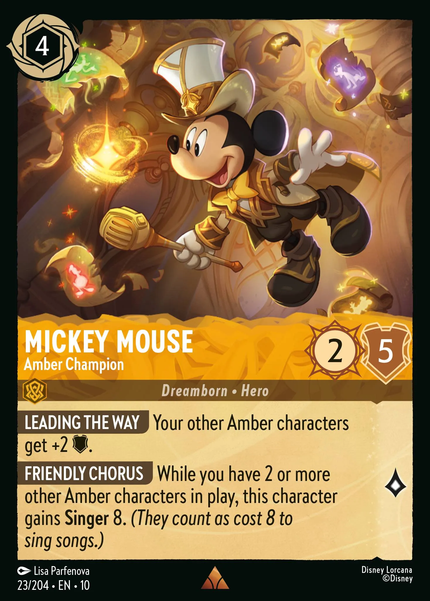 2025 Whispers in the Well Mickey Mouse - Amber Champion Rare #23 Rare card image