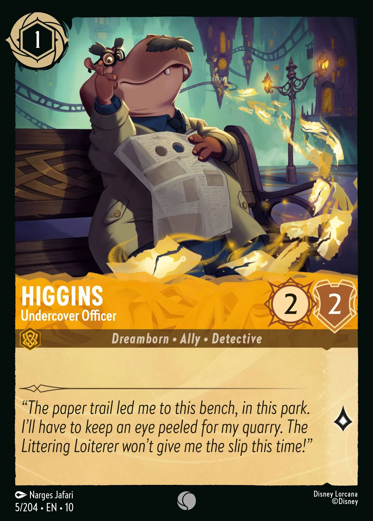 2025 Whispers in the Well Higgins - Undercover Officer Common #5 Common card image