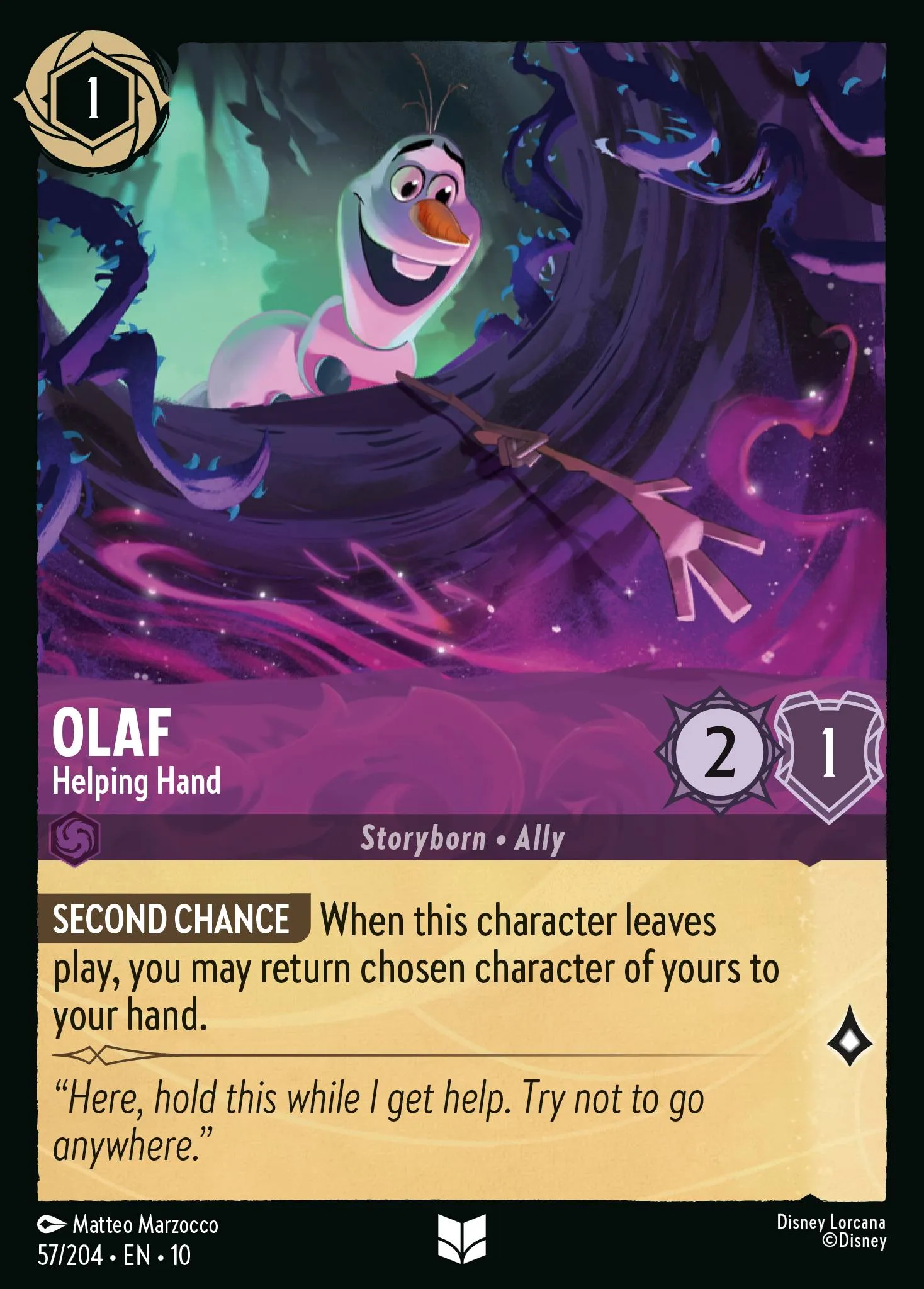 2025 Whispers in the Well Olaf - Helping Hand #57 Uncommon card image