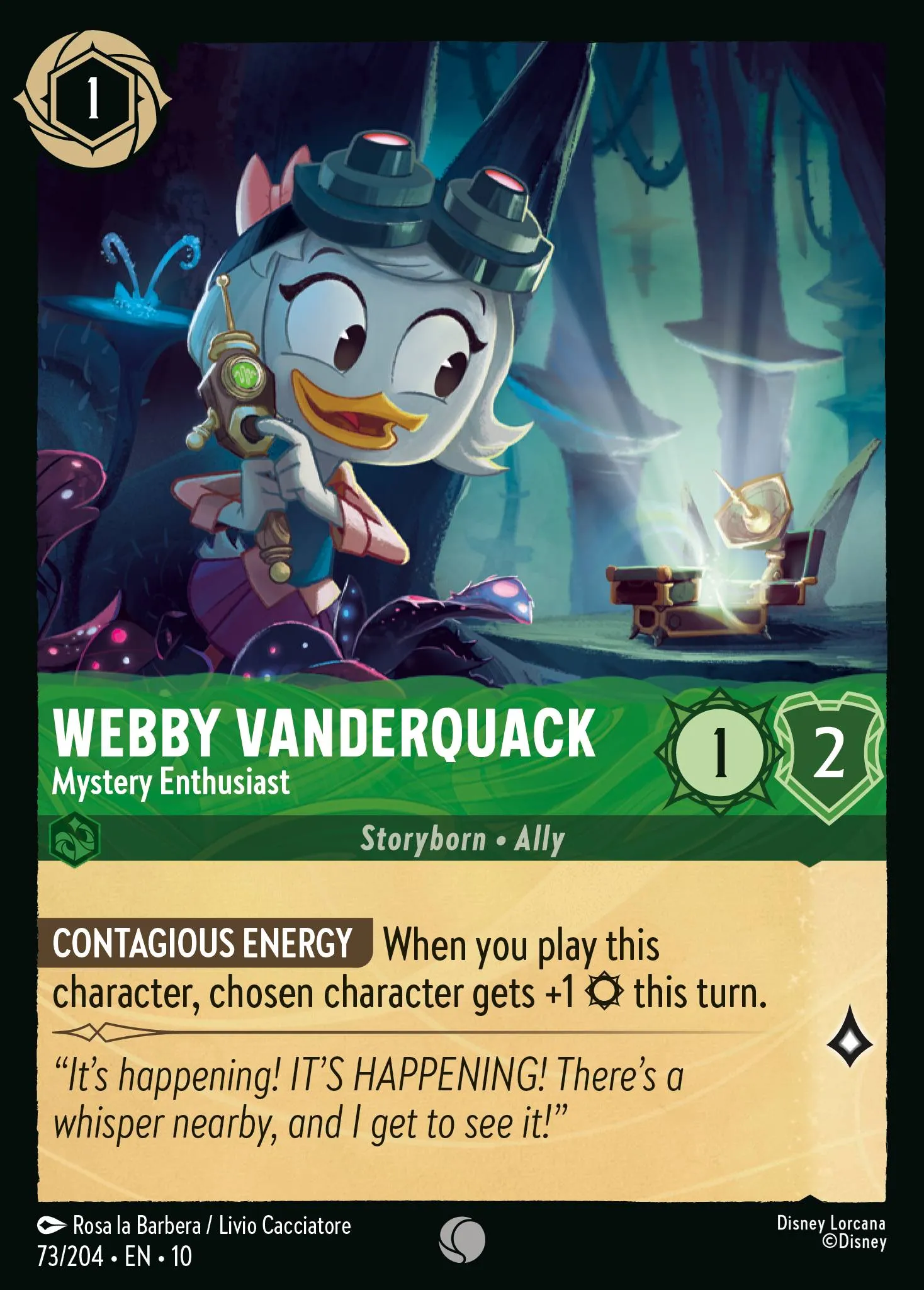 2025 Whispers in the Well Webby Vanderquack - Mystery Enthusiast #73 Common card image