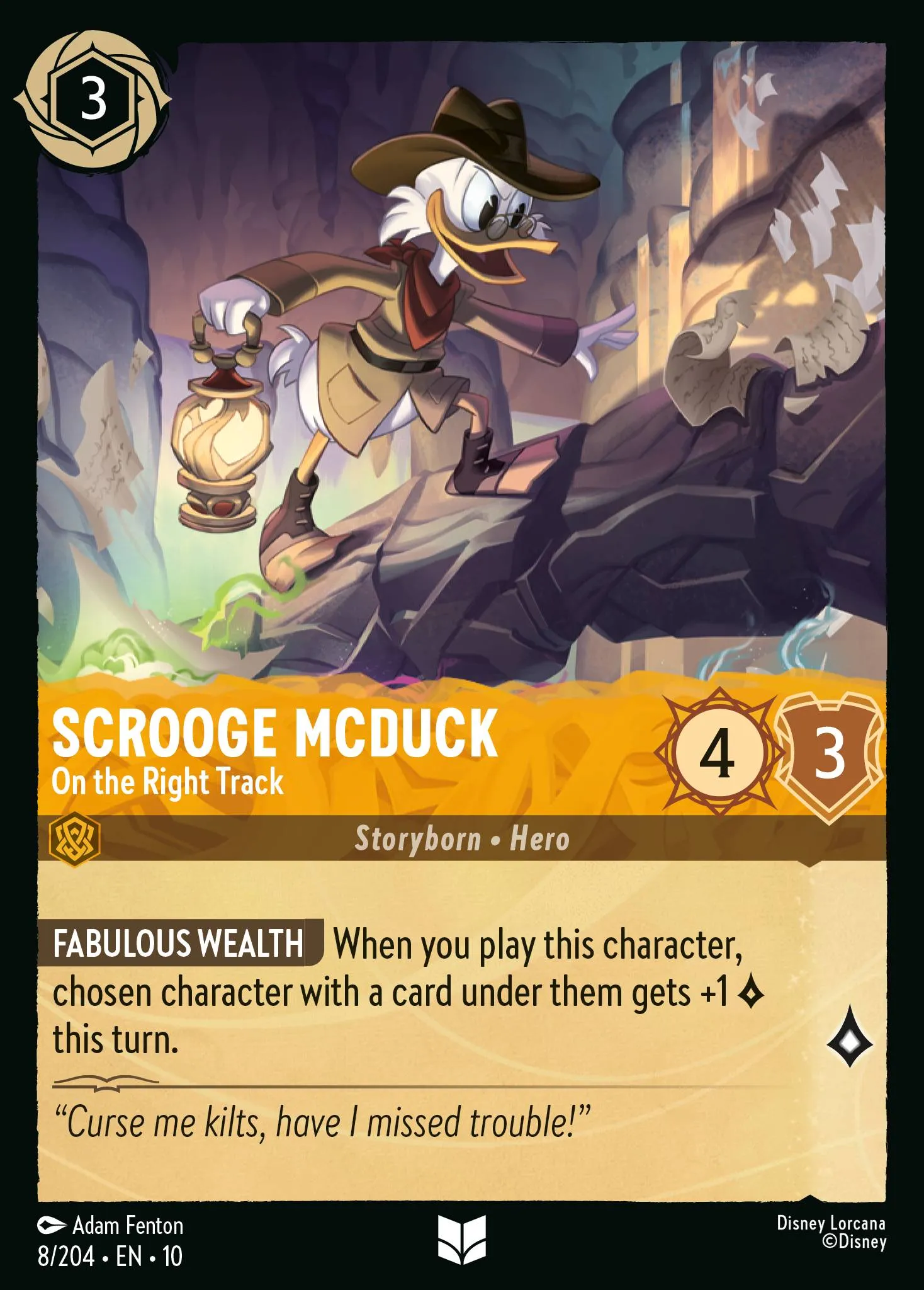 2025 Whispers in the Well Scrooge McDuck - On the Right Track Uncommon #8 Uncommon card image