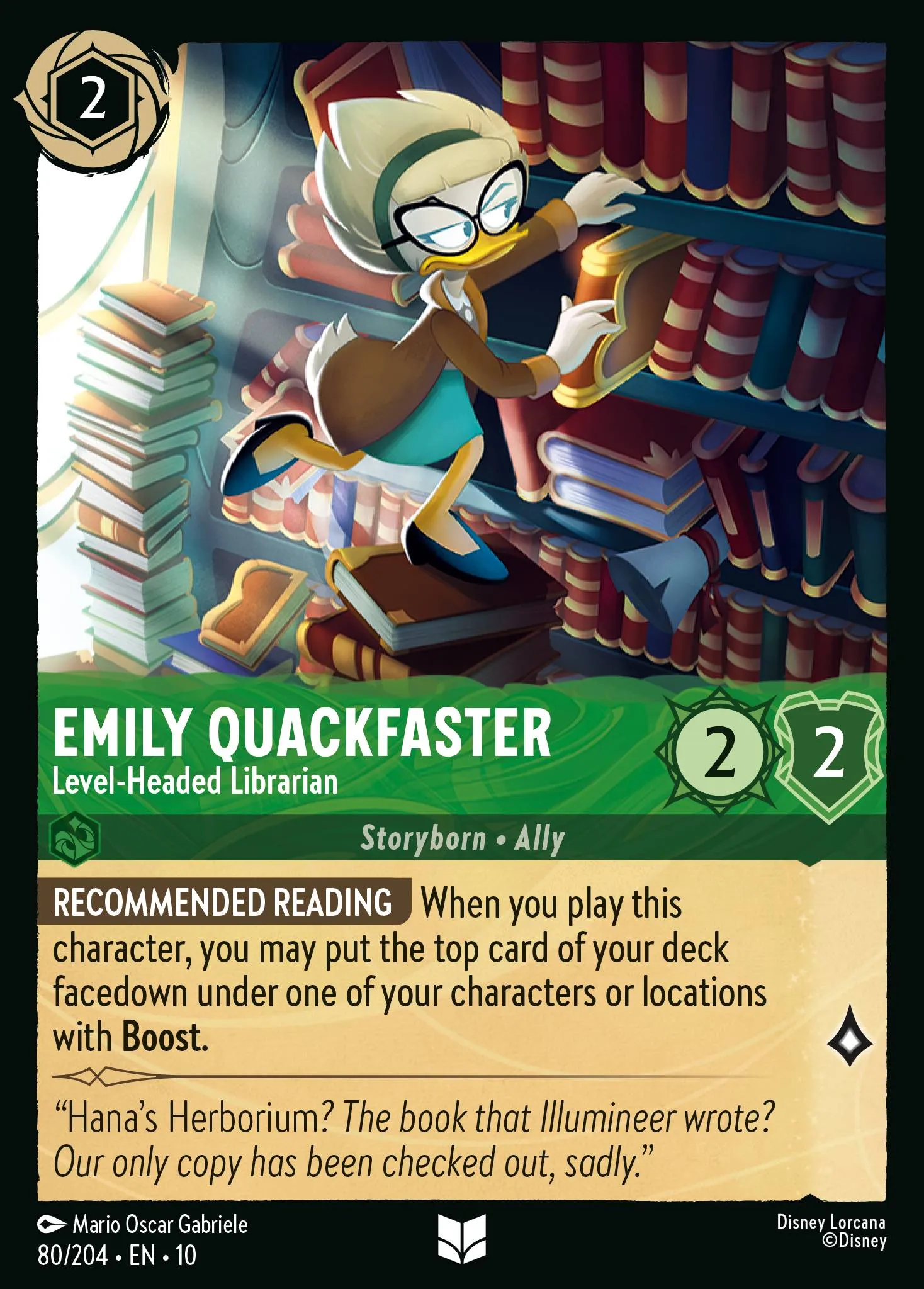 2025 Whispers in the Well Emily Quackfaster - Level-Headed Librarian #80 Uncommon card image