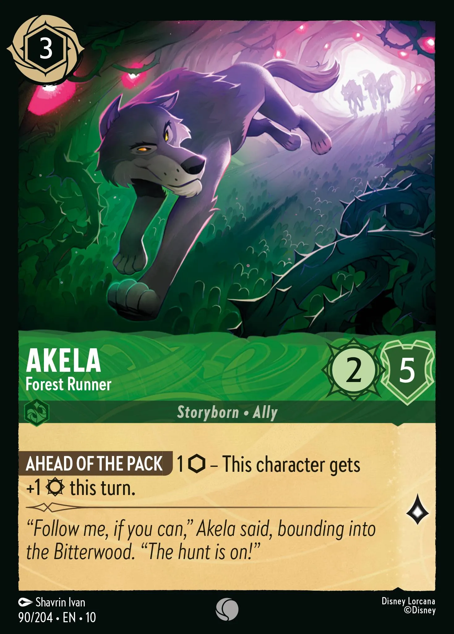 2025 Whispers in the Well Akela - Forest Runner #90 Common card image