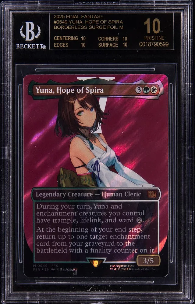 2025 Magic: The Gathering Final Fantasy Borderless Surge Foil M Yuna, Hope of Spira #0549 card image