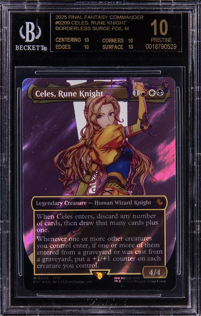 2025 Magic: The Gathering Final Fantasy Commander Borderless Surge Foil M Celes, Rune Knight #0209 card image