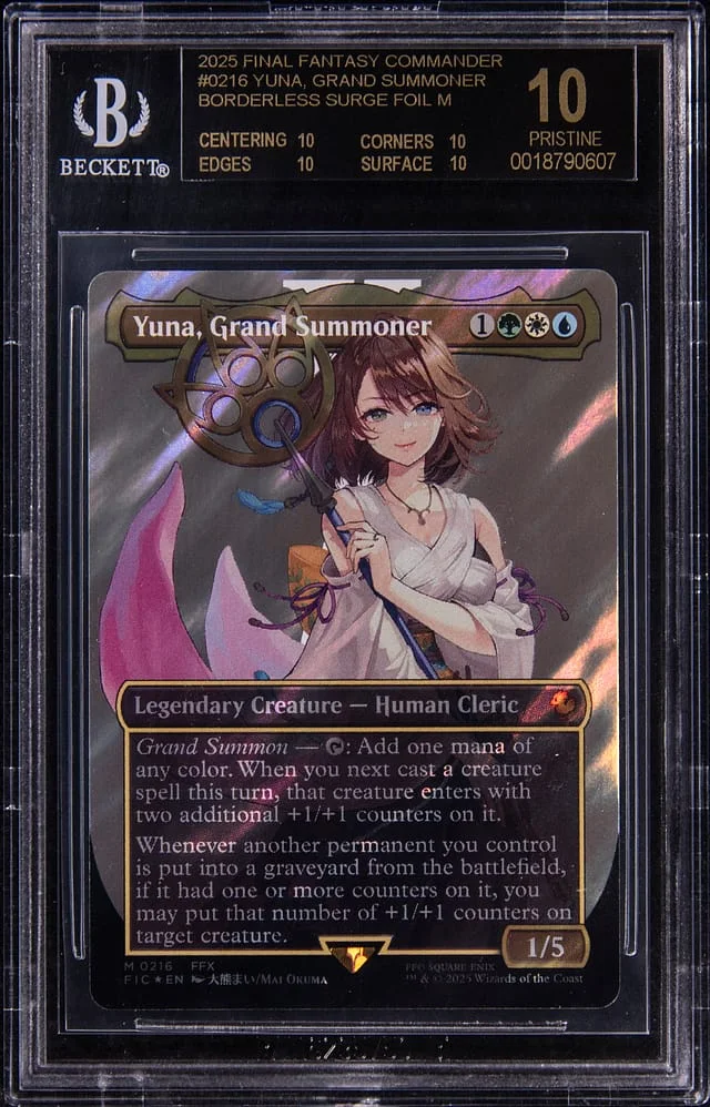 2025 Magic: The Gathering Final Fantasy Commander Borderless Surge Foil M Yuna, Grand Summoner #0216 card image