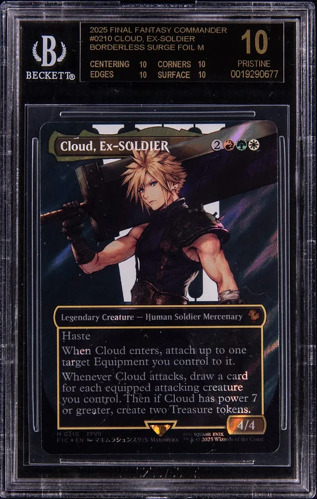 2025 Magic: The Gathering Final Fantasy Commander Borderless Surge Foil Mythic Cloud, EX- Soldier #0210 card image