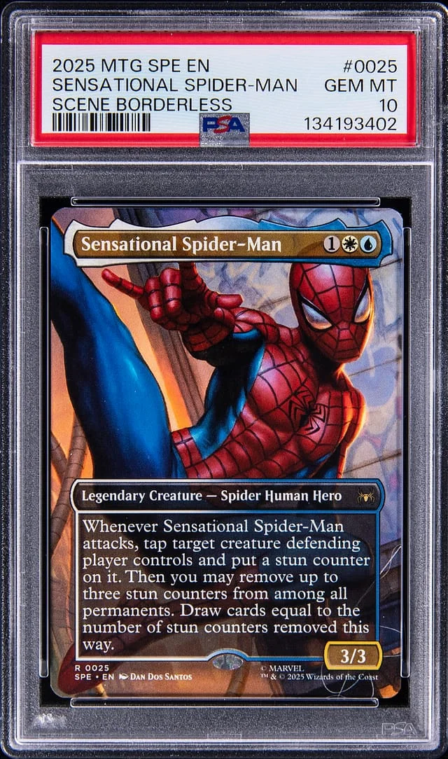 2025 Magic: The Gathering Spider-Man Scene Borderless Sensational Spider-Man #0025 card image