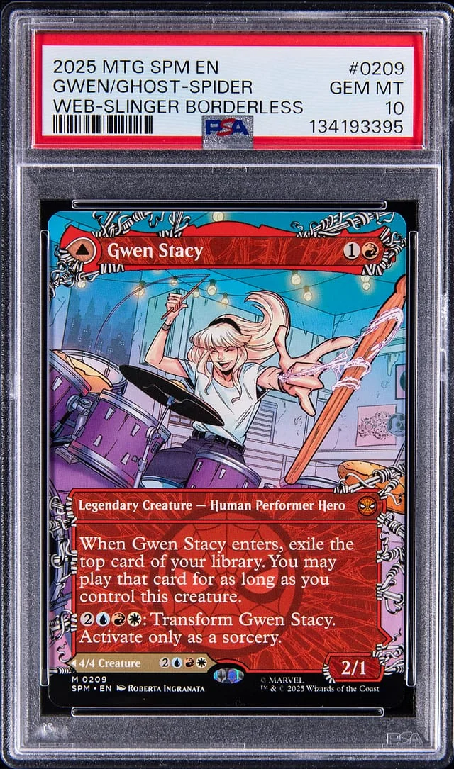 2025 Magic: The Gathering Spider-Man Web-Slinger Borderless Gwen/Ghost-Spider #0209 card image