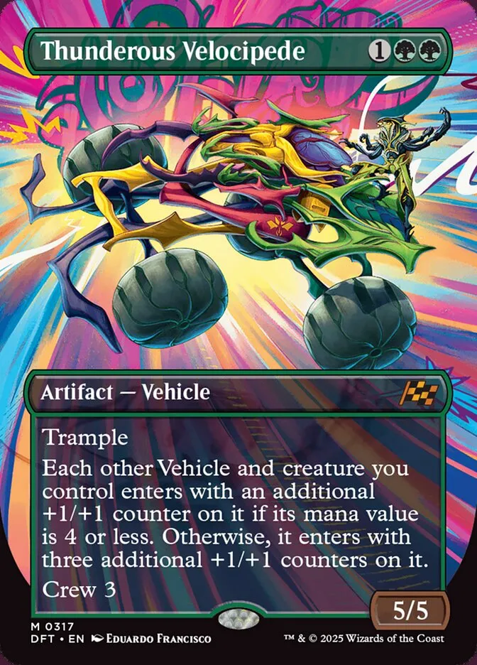 2025 Aetherdrift Thunderous Velocipede mythic #317 mythic card image