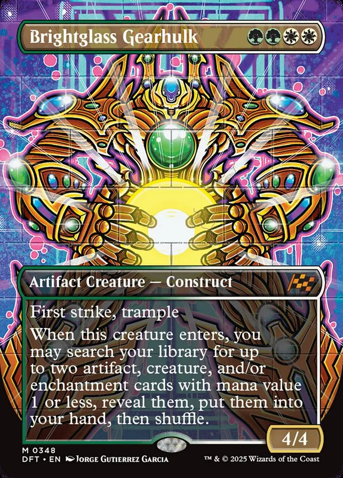 2025 Aetherdrift Brightglass Gearhulk mythic #348 mythic card image