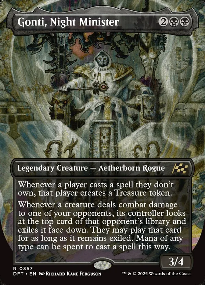 2025 Aetherdrift Gonti, Night Minister rare #357 rare card image