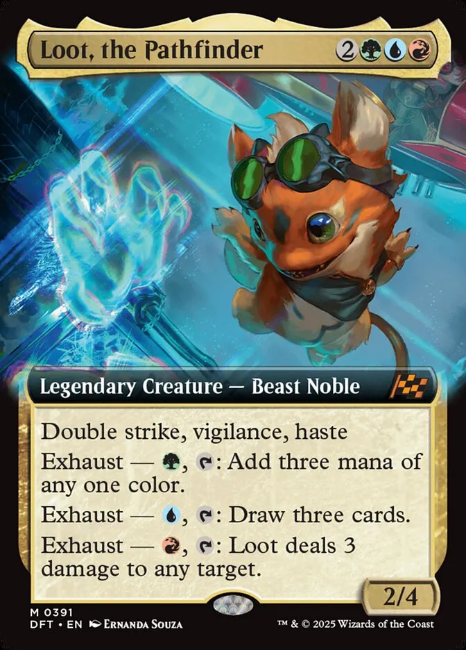 2025 Aetherdrift Loot, the Pathfinder [Foil] mythic #391 mythic card image