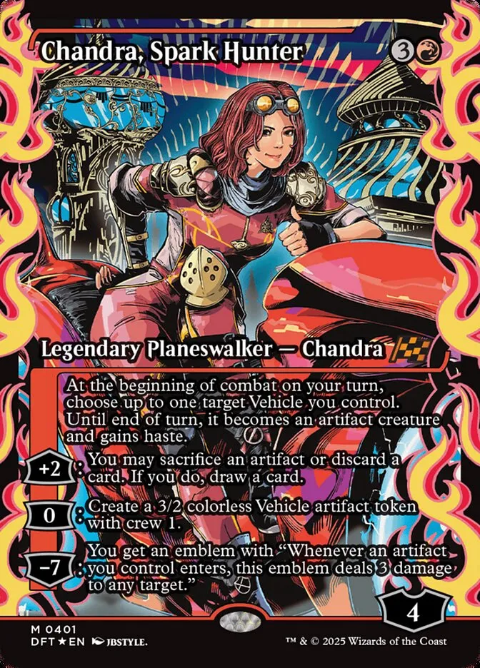 2025 Aetherdrift Chandra, Spark Hunter mythic #401 mythic card image