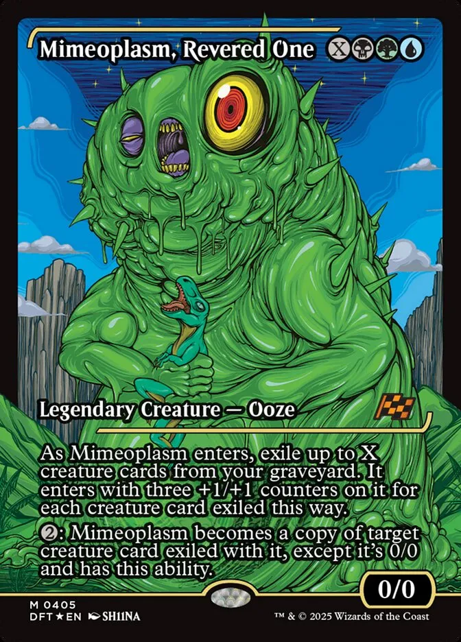 2025 Aetherdrift Mimeoplasm, Revered One mythic #405 mythic card image