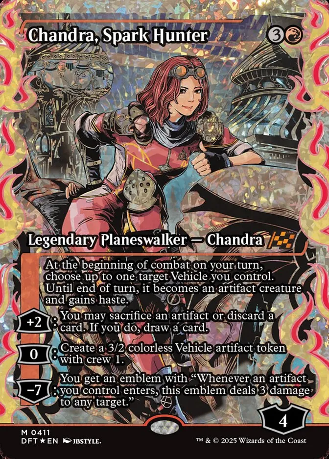 2025 Aetherdrift Chandra, Spark Hunter mythic #411 mythic card image
